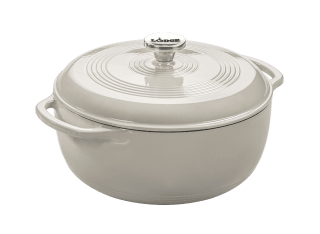 Lodge 6 Quart Oyster Enamel Cast Iron Dutch Oven